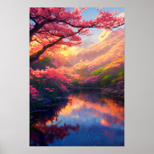 Hidden Lake Embraced by Majestic Mountains Poster