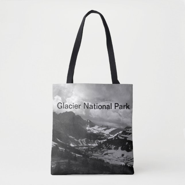 Hidden Lake Glacier Black and White Photo Tote Bag (Front)