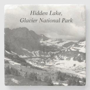 Hidden Lake Glacier National Park Black & White Stone Coaster