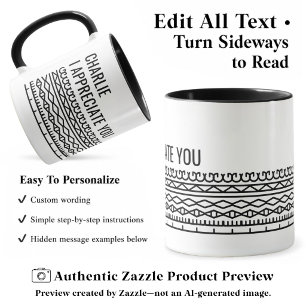 Hidden Message Pattern, Personalised Leaving, Blck Mug