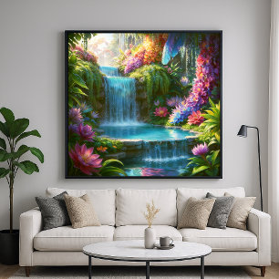 Hidden Oasis - Colourful Nature Illustration Style Poster