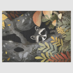 Hidden Racoon Whimsical Illustration Decoupage Tissue Paper