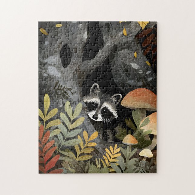 Hidden Racoon Whimsical Illustration Jigsaw Puzzle (Vertical)