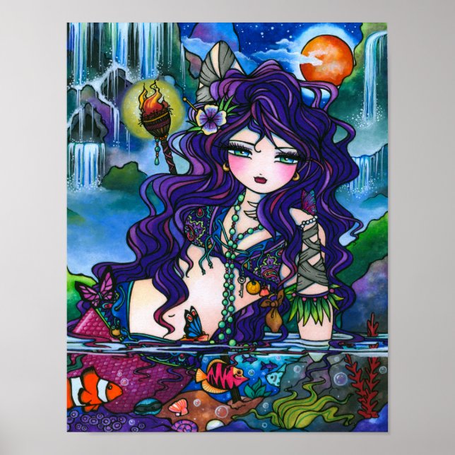 "Hidden Treasures" Mermaid Gyspy Fairy Fantasy Art Poster (Front)