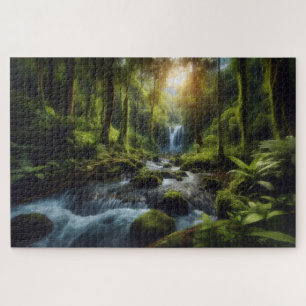 Hidden Waterfall - Breathtaking Scenic Landscape Jigsaw Puzzle