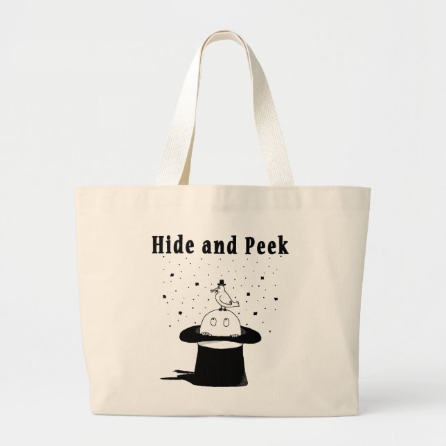 Hide and Peek Hat Large Tote Bag (Front)