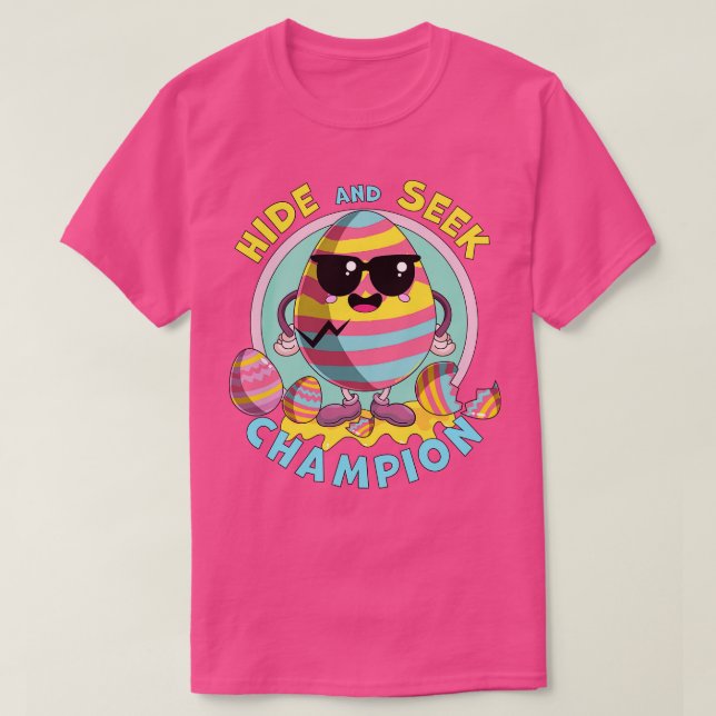 Hide and Seek Champion Egg Funny Easter Bunny T-Shirt (Design Front)