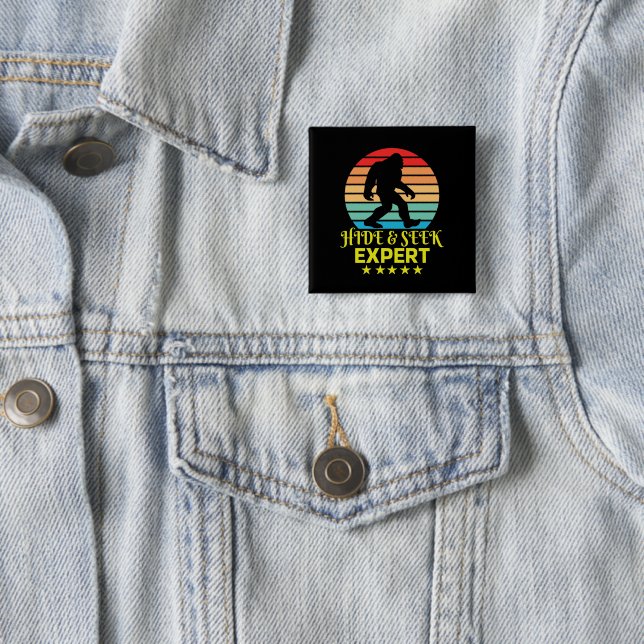 Hide And Seek Expert Bigfoot Funny 15 Cm Square Badge (In Situ)