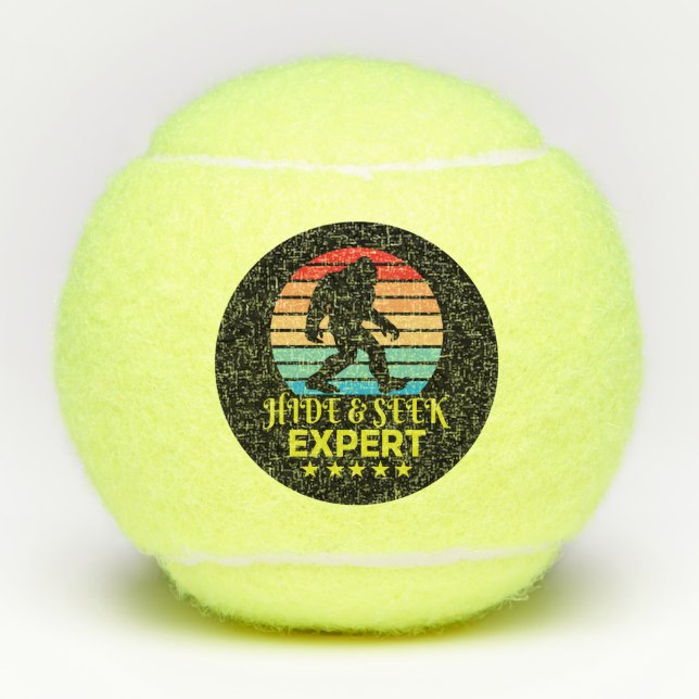 Hide And Seek Expert Bigfoot Funny Tennis Balls (Front)