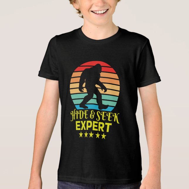 Hide And Seek Expert Bigfoot Funny Tri-Blend Shirt (Front)