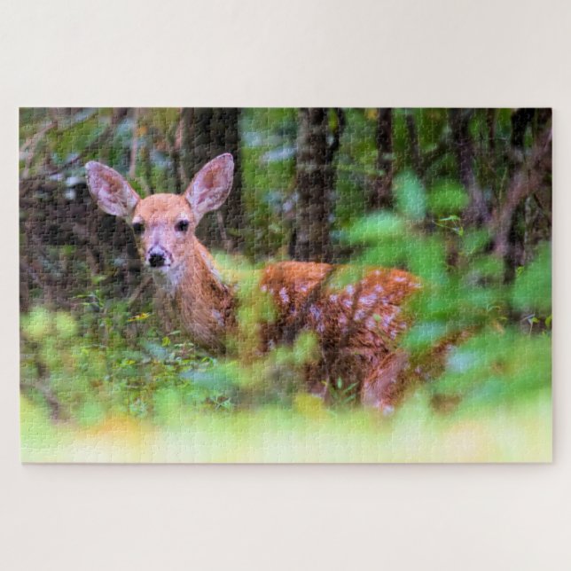 Hide and Seek With a Spotted Fawn - 20x30 inch Jigsaw Puzzle (Horizontal)