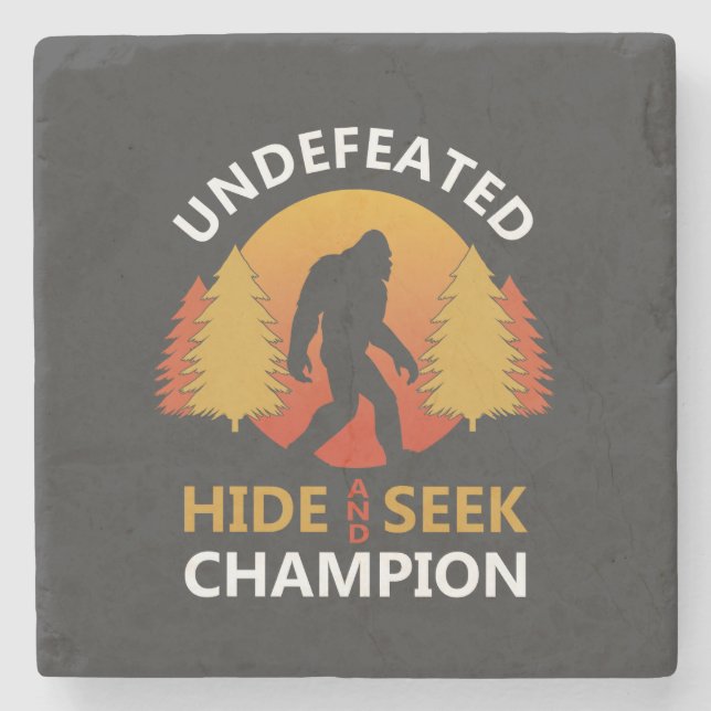 Hide and seek world champion shirt bigfoot is real stone coaster (Front)