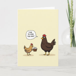 Hide The Eggs Funny Bird Card