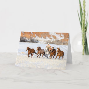 Hideout Horse Ranch, Wrangler and Horses Card