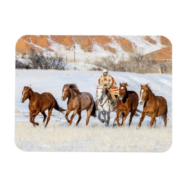 Hideout Horse Ranch, Wrangler and Horses Magnet (Horizontal)