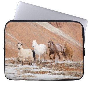 Hideout Ranch with Small Herd of Horses in Snow Laptop Sleeve