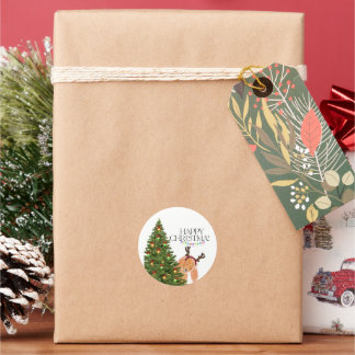 Hiding Dog Christmas Classic Round Sticker