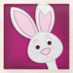 Hiding Easter Bunny Glass Coaster