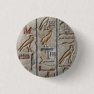 Hieroglyph Ancient Egypt Language Engraved Text    3 Cm Round Badge