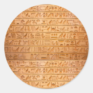 Hieroglyph Ancient Egypt Language Engraved Text    Classic Round Sticker