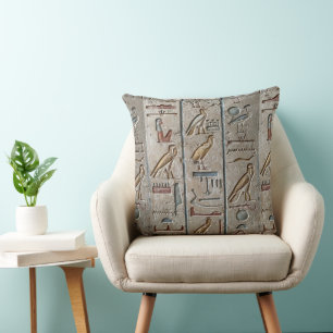 Hieroglyph Ancient Egypt Language Engraved Text Cushion