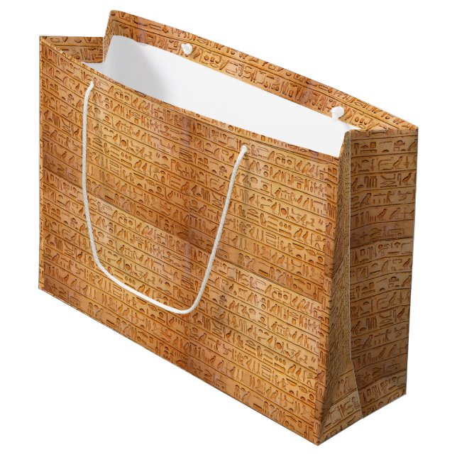 Hieroglyph Ancient Egypt Language Engraved Text    Large Gift Bag (Front Angled)