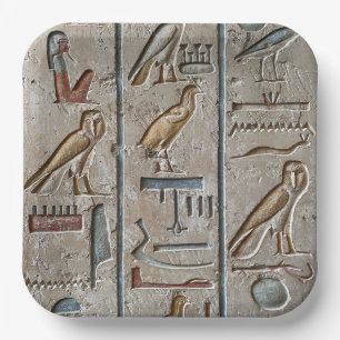 Hieroglyph Ancient Egypt Language Engraved Text Paper Plate