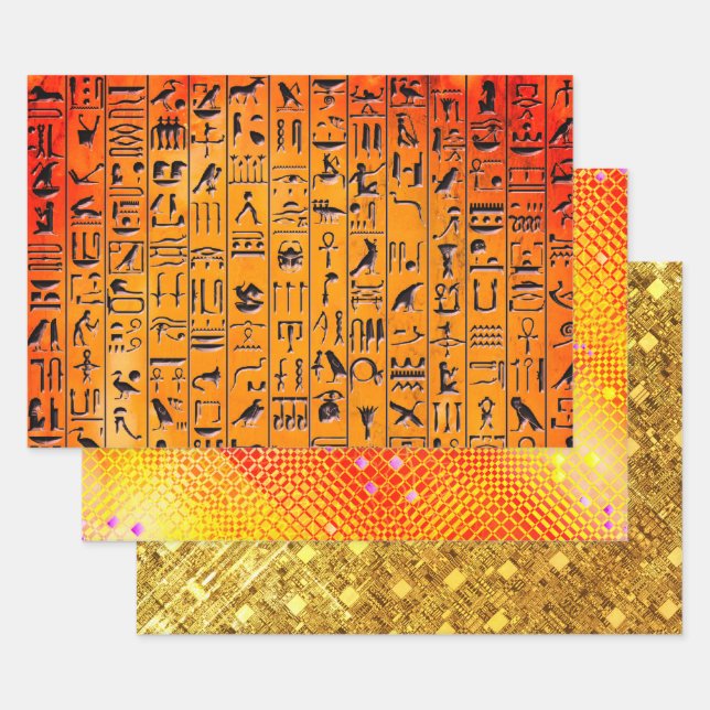 Hieroglyphics, Freesia and Arco Sampler Wrapping Paper Sheet (Set)