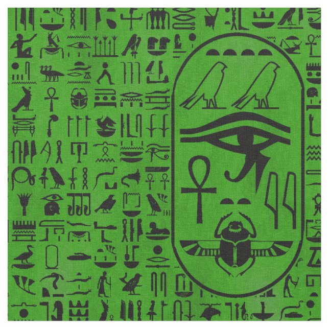 Hieroglyphics Green Fabric (Close Up)
