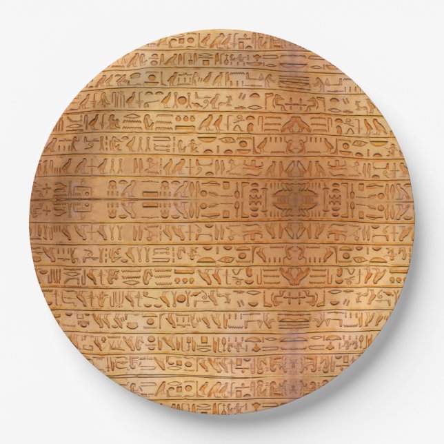 Hieroglyphs Ancient Egypt Pharaohs Engrave history Paper Plate (Front)
