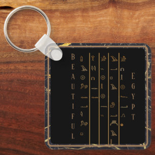 Hieroglyphs Beautiful Egypt black and gold frame Key Ring
