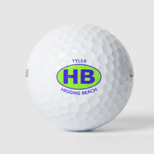 Higgins Beach Oval Blue Green Personalized Golf Balls