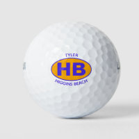 Higgins Beach Oval Blue Orange Personalised