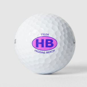 Higgins Beach Oval Blue Pink Personalised Golf Balls