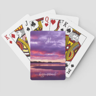 Higgins Beach Sunrise Monogram Name Low Tide Maine Playing Cards