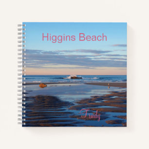 Higgins Beach Zen Morning Pink Typography Name Notebook