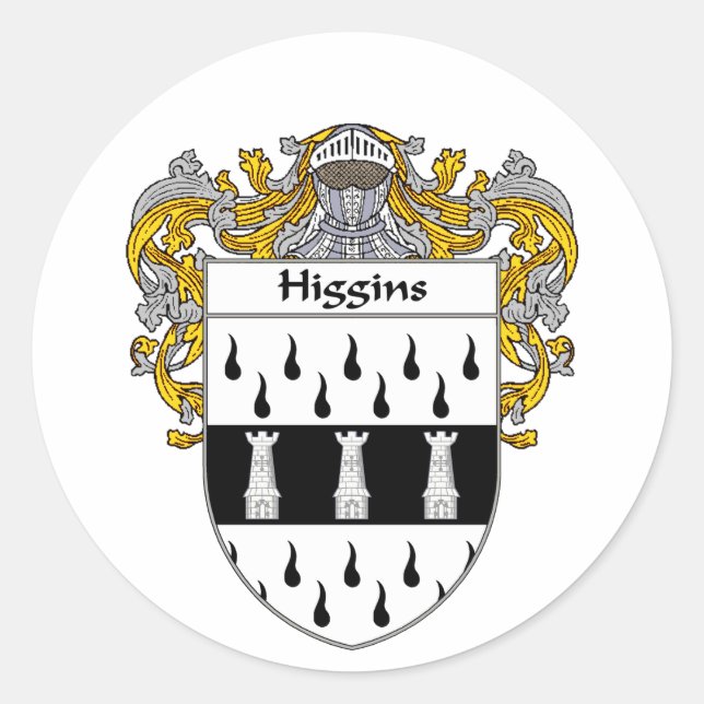 Higgins Coat of Arms (Mantled) Classic Round Sticker (Front)