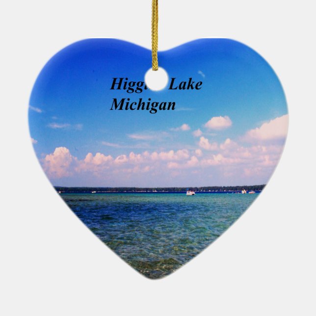 Higgins Lake Michigan Ceramic Tree Decoration (Back)