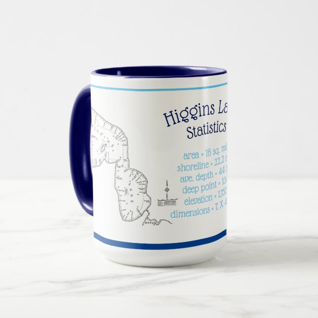Higgins Lake stats Mug (Front Left)