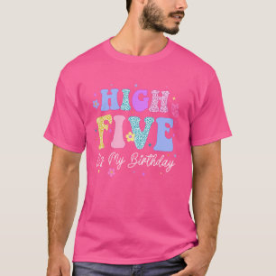 High 5 It's My Birthday Five Year Old Boy Girl Ret T-Shirt
