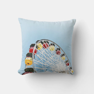 High angle photo of white Ferris wheel in the morn Cushion