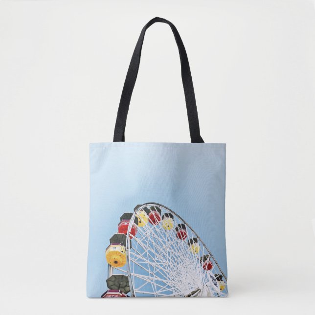 High angle photo of white Ferris wheel in the morn Tote Bag (Front)