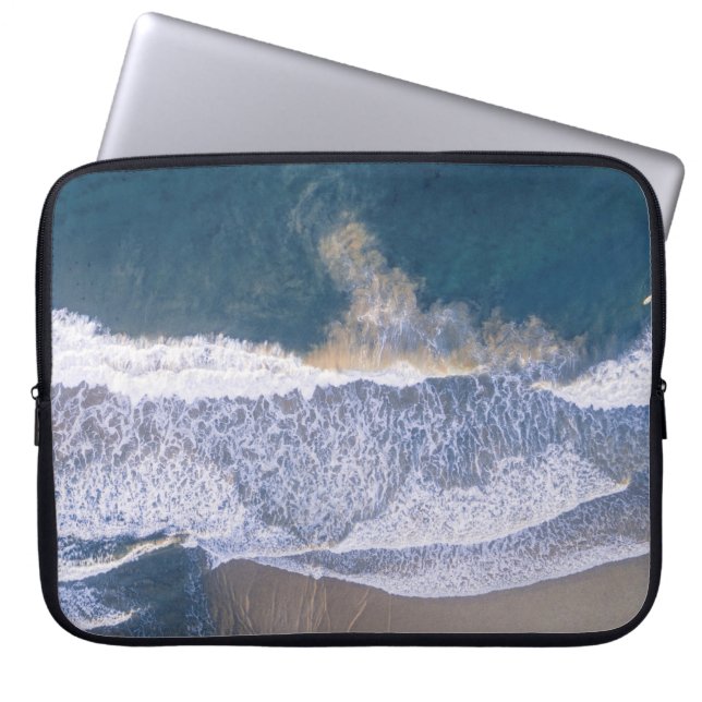 HIGH-ANGLE PHOTOGRAPHY OF BEACH SHORE LAPTOP SLEEVE (Front)