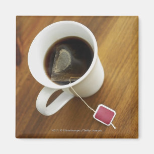 High angle view of a cup of tea magnet