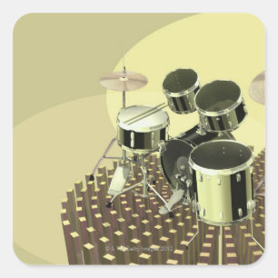 High angle view of a drum kit square sticker