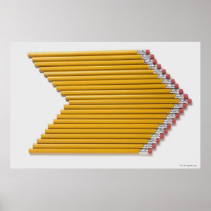 High angle view of pencils in a row poster