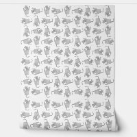 High angle view sketchy drawing cat motif pattern