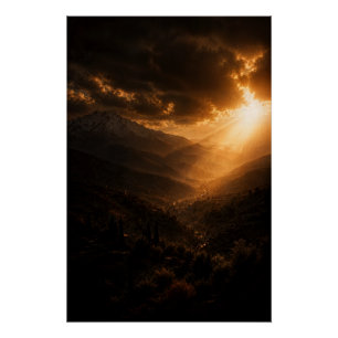 High Atlas Mountains Sunburst Poster