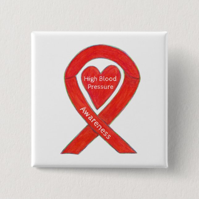 High Blood Pressure Awareness Red Heart Ribbon Pin (Front)