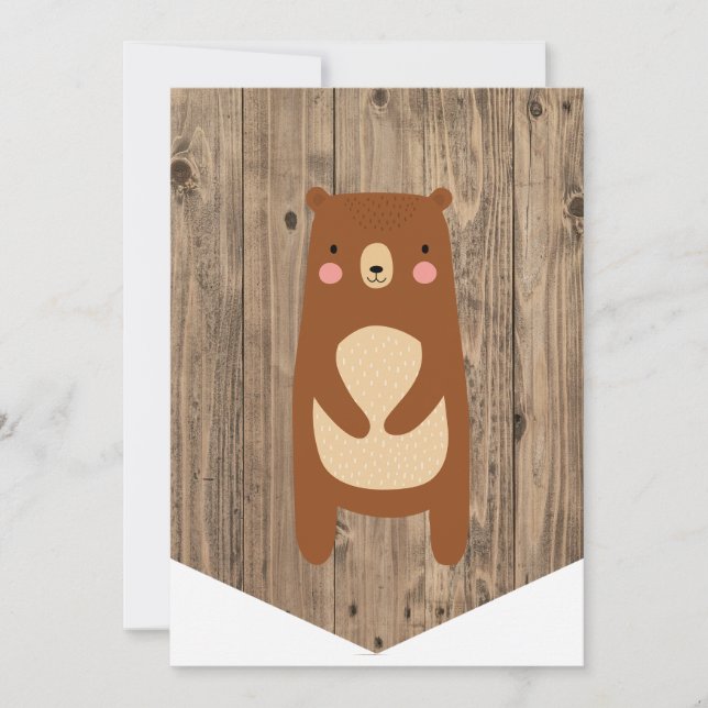 High Chair 1st Birthday Banner Woodland Bear Invitation (Front)